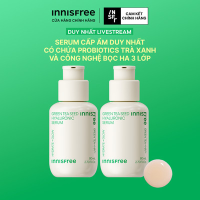 INNISFREE x Bộ đôi Serum trà xanh cấp ẩm sâu phục hồi da, với Probiotics INNISFREE Green Tea Seed Hyaluronic Serum 80mL