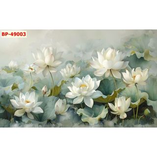 Tranh lụa kim sa Cá Chép và Hồ Sen, hoa sen giả đắp nổi dán tường 3D