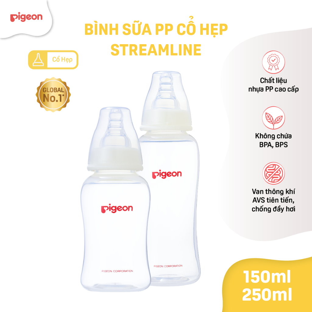 Bình sữa PP Streamline Pigeon 150ml/ 250ml