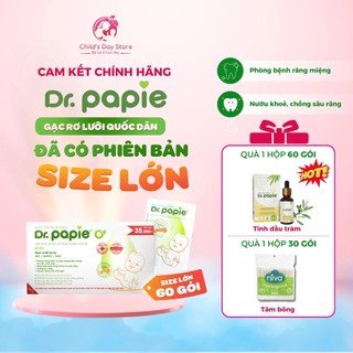  Gạc Rơ Lưỡi Dr. Papie Làm Sạch Răng Lưỡi Nướu và Khoang Miệng Cho Bé Từ 0 tháng tuổi. 30Gói Hộp 
