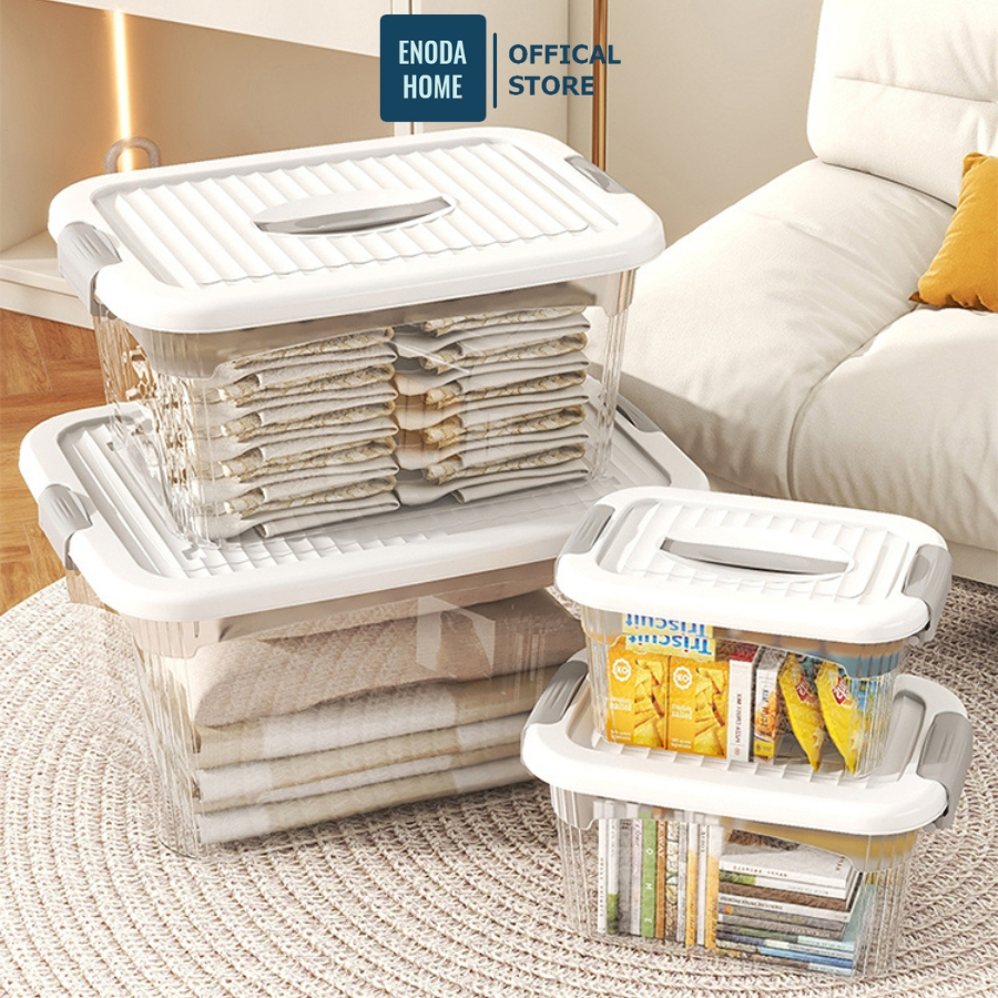 Thùng Nhựa Enoda Home Đựng Đồ Đa NăngTrong Suốt, Nắp Cài Chắc Chắn Q100 | BigBuy360 - bigbuy360.vn