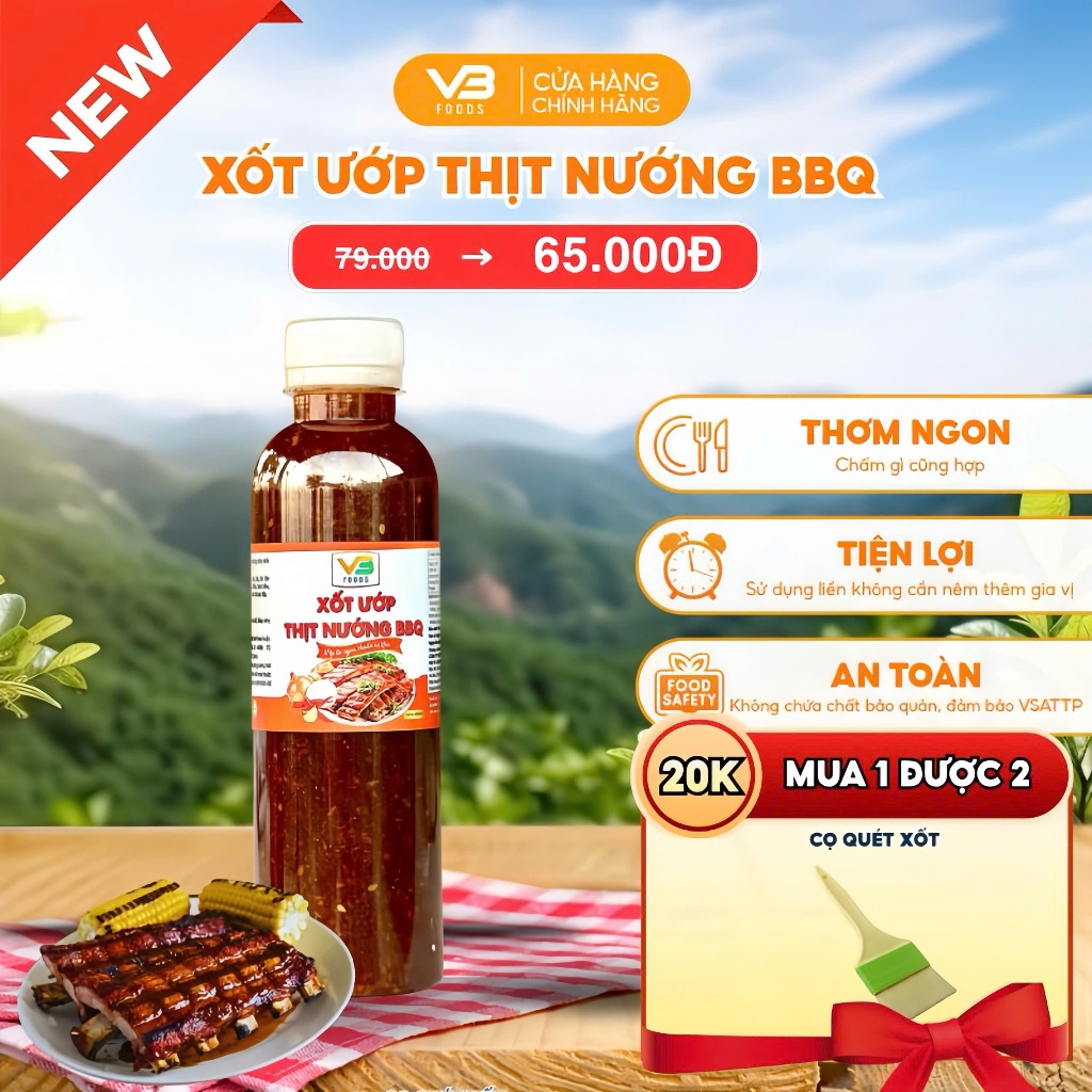 Xốt ướp thịt nướng vị BBQ đậm đà VB FOOD– thơm hành tỏi – nướng lên là mê, trọn vị nhà làm