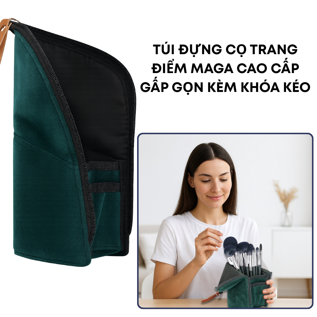 Hộp Đựng Cọ Trang Điểm Ducare Chấm Bi Hồng