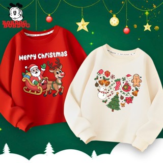  Áo sweater bé trai bé gái BOBDOG áo dài tay da cá cotton ấm áp mềm mại in hình NOEL dễ thương 