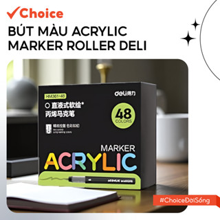   Choice  Bút Màu Acrylic Marker Roller Deli LS1-2100-1046 Đầu Lông Mềm 48 Màu Vẽ Trên Mọi Chất Liệu 