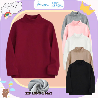 [MỚI] Áo giữ nhiệt cổ 3 Phân cho bé AORE, Áo giữ nhiệt dài tay Zip Lót Lông Thu Đông giữ ấm bé trai, bé gái 10-37kg