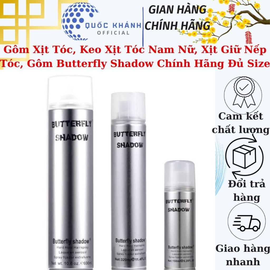 Gôm Xịt Tóc, Keo Xịt Tóc Nam Nữ, Xịt Giữ Nếp Tóc, Gôm Butterfly Shadow Chính Hãng Đủ Size