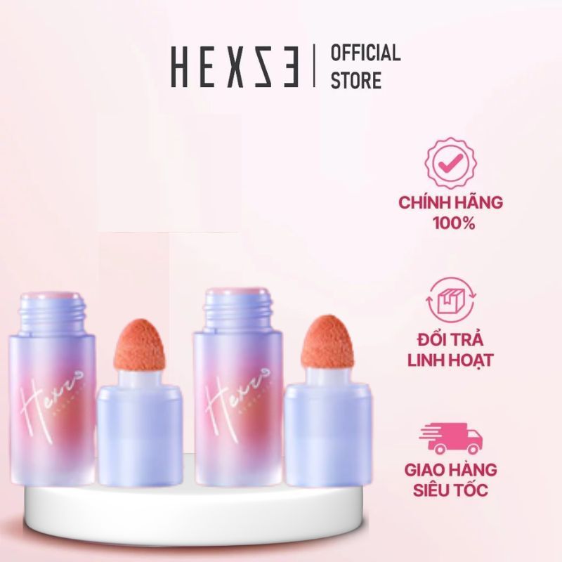 COMBO 2 phấn má hồng dạng kem HEXZE 6g x 2, lên màu tự nhiên, lâu trôi, da căng bóng