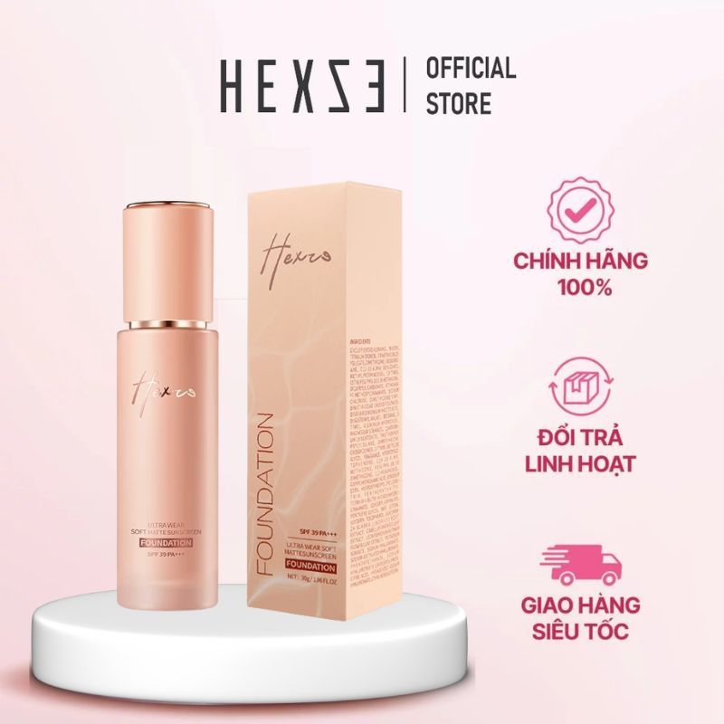 Kem nền lâu trôi HEXZE SPF39 PA+++ 30ml, lớp nền bền màu, giữ tone tốt