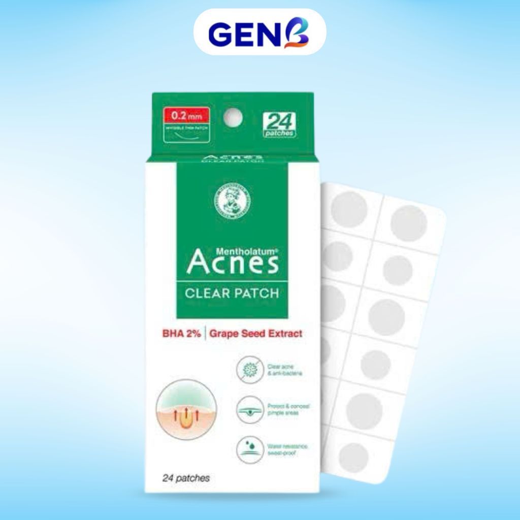 Miếng Dán Mụn Clear Patch Acnes 24 Miếng - Miếng Dán Giảm Viêm, Sưng Mụn Trong Suốt - GenB