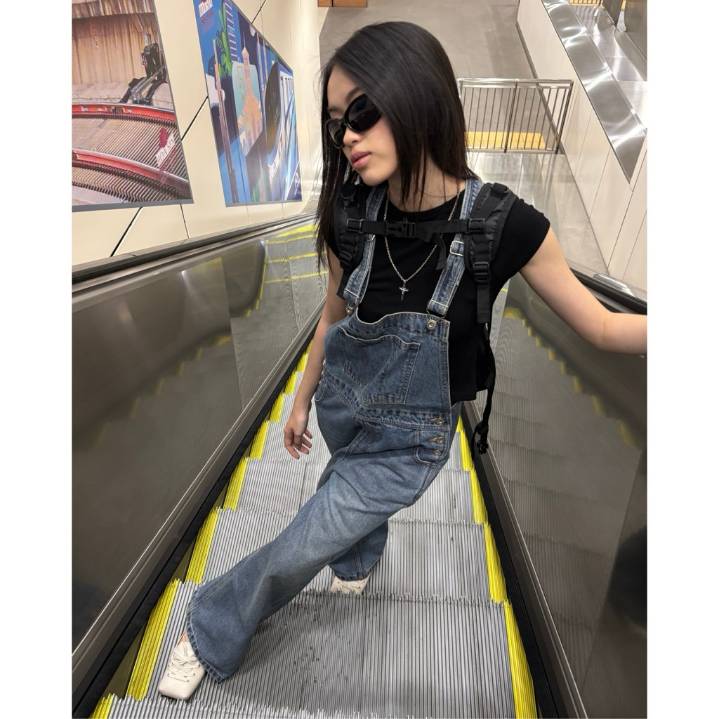 61COMFY COCO OVERALL - Yếm quần jean ống rộng