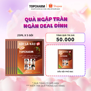  Dầu gội phủ bạc gội là nâu Topcharm nhuộm tóc chiết xuất nhân sâm dưỡng tóc combo tiết kiệm 25ml 