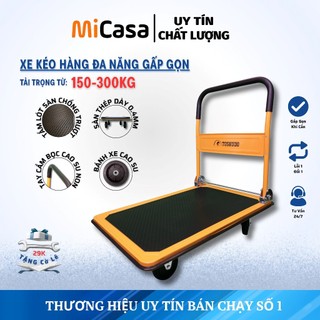  Xe Đẩy 4 Bánh Cao Su Chống Ồn Xe Đẩy Đa Năng 4 Bánh Gấp Gọn Tải Trọng Lớn 