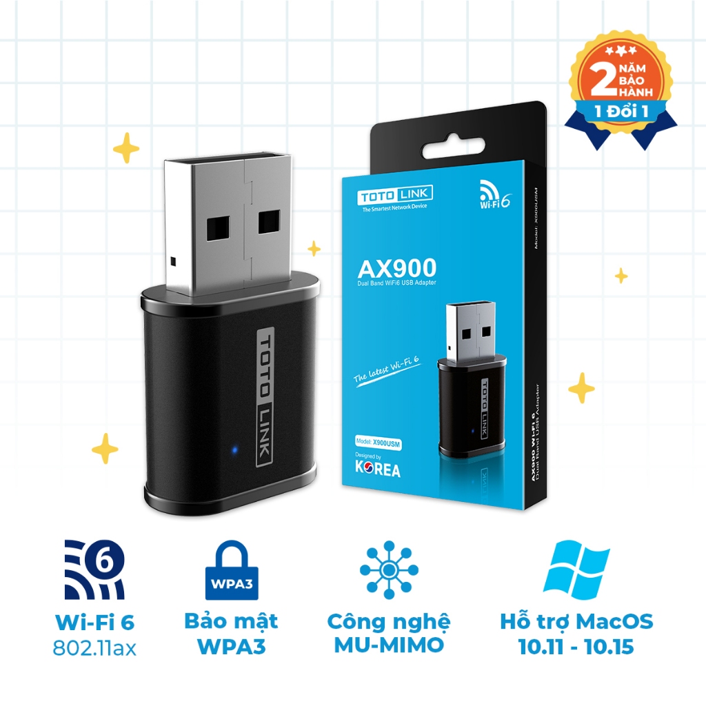 [Hỏa Tốc] X900USM - USB Wi-Fi mini băng tần kép AX900