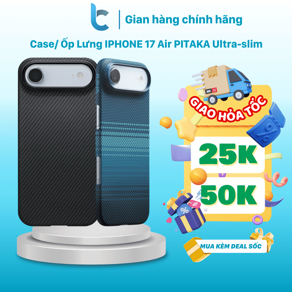Case/ Ốp Lưng iphone Air PITAKA Ultra-slim Siêu Mỏng Nhẹ Làm Từ Sợi Aramid - Chính Hãng
