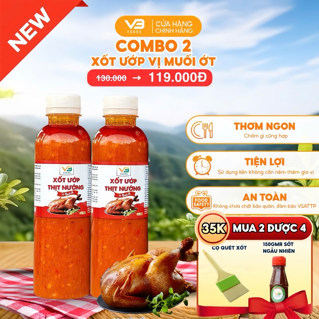 COMBO 2 Xốt ướp thịt nướng vị muối ớt VB FOOD(400g) - Thơm ngon trọn vị - Đậm đà