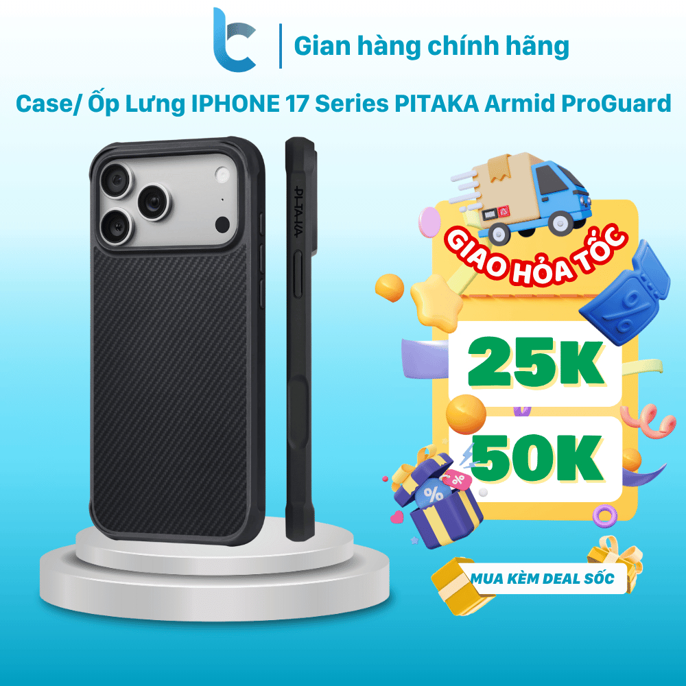 Case/ Ốp Lưng iphone 17 Series PITAKA Aramid ProGuard Hỗ Trợ Sạc Không Dây - Hàng Chính Hãng