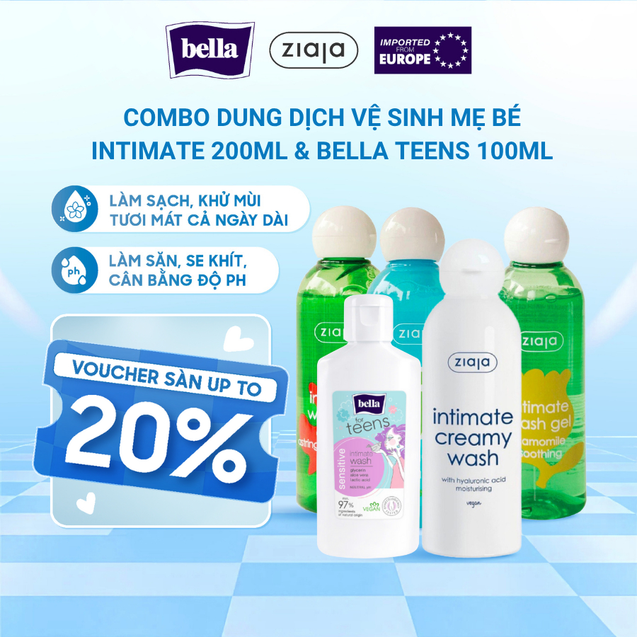 [Mua Combo Tặng 1 quà] Combo Mẹ và bé Dung Dịch Vệ Sinh Nữ Intimate Vỏ Sồi Làm Sạch Dịu Nhẹ, Trẻ Hoá