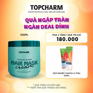  Kem ủ tóc collagen dưỡng tóc yếu khô xơ TOPCHARM phục hồi gãy rụng hương Sake lưu hương 24h 500ml 