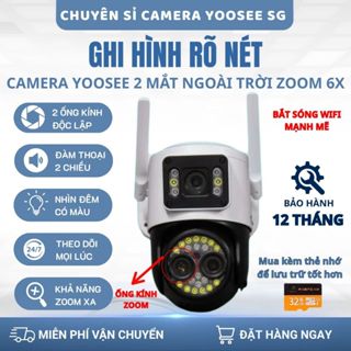  Camera Wifi Ngoài Trời Yoosee 2 Mắt Kép 8MP Siêu Zoom  Xem 2 Màn Hình Xoay 360 Độ Bảo Hành 1 Năm 