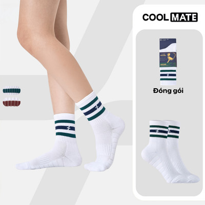 [MUA 2 GIẢM 5%]Tất Pickleball Cổ Trung Stripes Crew Coolmate