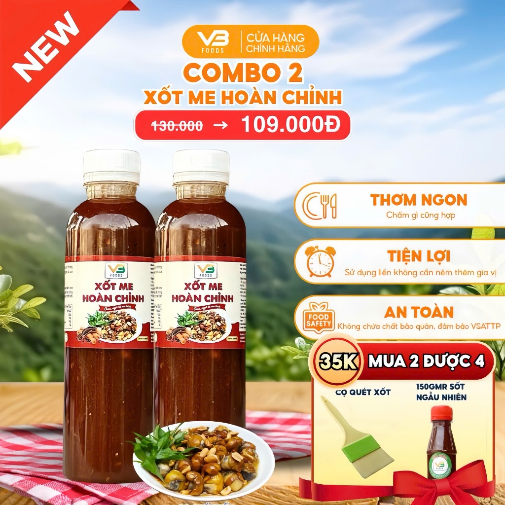 COMBO 2 Sốt me hoàn chỉnh VB FOOD 400gr - Thơm ngon tròn vị - Đậm đà hương Việt