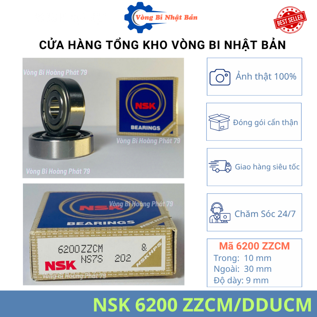VÒNG BI NSK 6200,6201,6202,6203,6204,6205,6206 ZZ/DDUCM - Vòng Bi Nhật Bản Chính Hãng