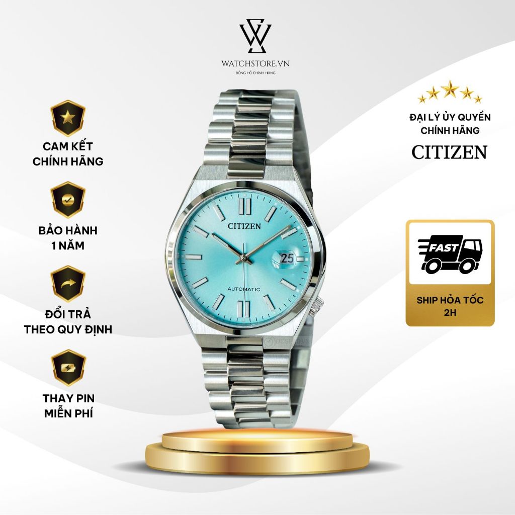 Đồng Hồ Nam Citizen NJ0151-88M Màu Xanh ICE Blue Dây Kim Loại Mặt Kính Sapphire 40mm Kháng Nước Chín