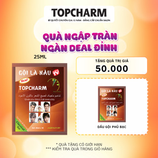  Dầu gội phủ bạc nhuộm nâu tóc Topcharm Nhuộm Nâu Tóc Tự Nhiên Cho Tóc Óng Mượt gói 25ml 