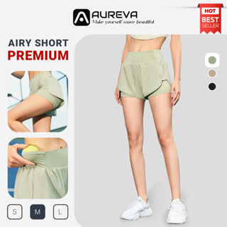 Quần short thể thao nữ AUREVA 2 lớp tôn dáng co giãn thoáng mát mặc tập gym yoga chạy bộ