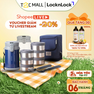  Bộ Hộp Cơm Giữ Nhiệt LocknLock 2 Lít 3 Ngăn Kèm Túi Đựng Giữ Nhiệt Và Muỗng Nĩa LHC8039 - T2C Mall 