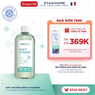  Sữa tắm rửa mặt cấp ẩm cho viêm da cơ đia chàm vẩy nến da mụn nước không xà phòng Stanhome Soft Shower 740ml 