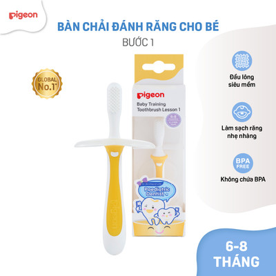 Bàn chải đánh răng cho bé Pigeon 6-8 tháng - vệ sinh răng miệng cao cấp bước 1 chính hãng