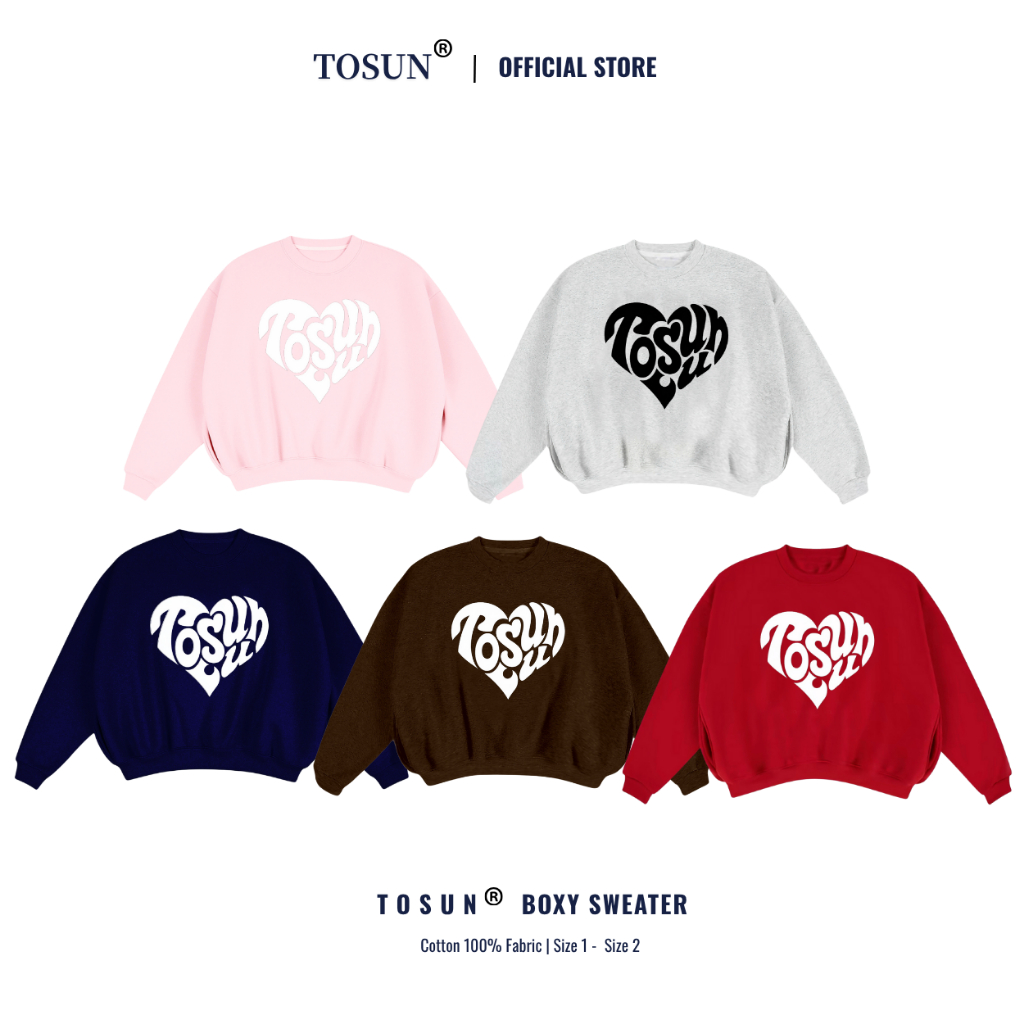 Áo Sweater Nỉ Bông Trái Tim TOSUN Form Rộng Nam Nữ Phong Cách Hàn Quốc S46