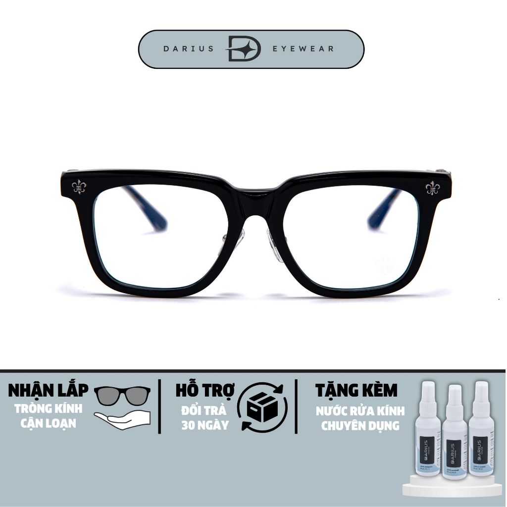 Gọng kính nam dáng vuông DARIUS CH8127 nhựa Actetate và thép titan chống gỉ cao cấp DCH61
