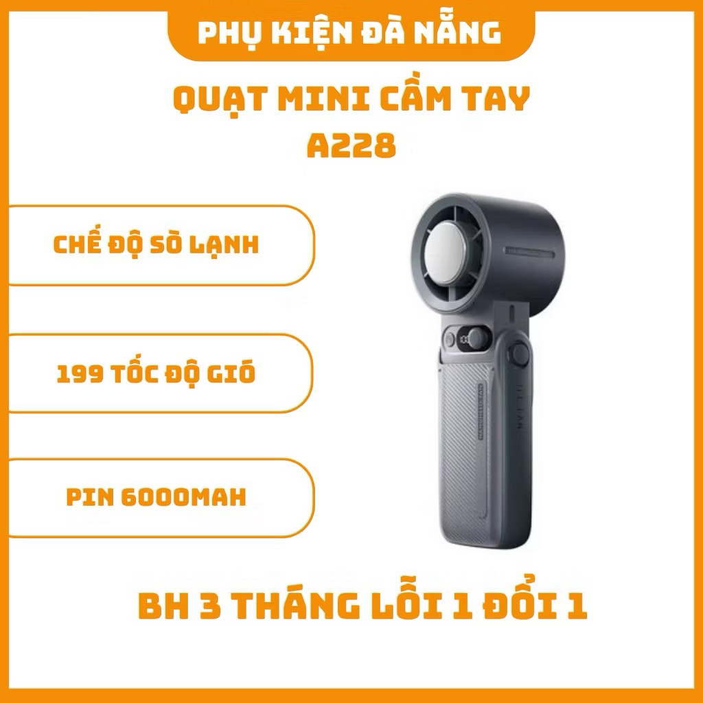 Quạt Mini A228/JF168 2025 Pin Chuẩn 6000mAh (Sò Lạnh, Tích Điện,Gập Tiện Lợi) - BH 3 Tháng 1 Đổi 1 -