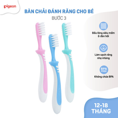 Bàn chải đánh răng cho bé Pigeon 12-18 tháng  - vệ sinh răng miệng cao cấp chính hãng cho bé 1 tuổi