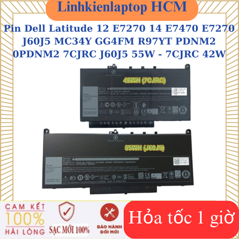 Pin Dell Latitude 12 E7270 14 E7470 E7270 J60J5 MC34Y GG4FM R97YT PDNM2 0PDNM2 7CJRC J60J5 55W - 7CJ