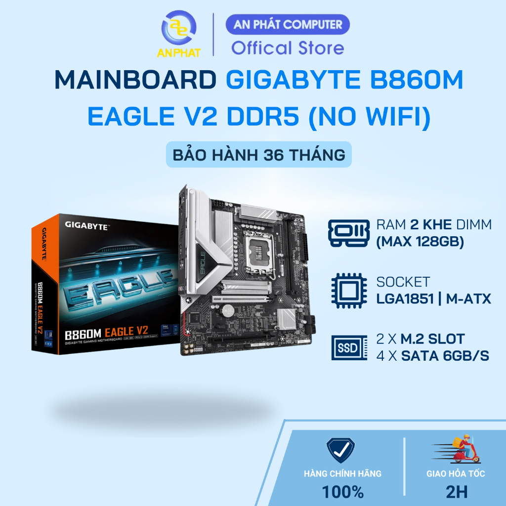 Mainboard Gigabyte B860M Eagle V2 DDR5 (LGA 1851 - Intel Ultra Core Chip) (BẢO HÀNH 36 THÁNG)