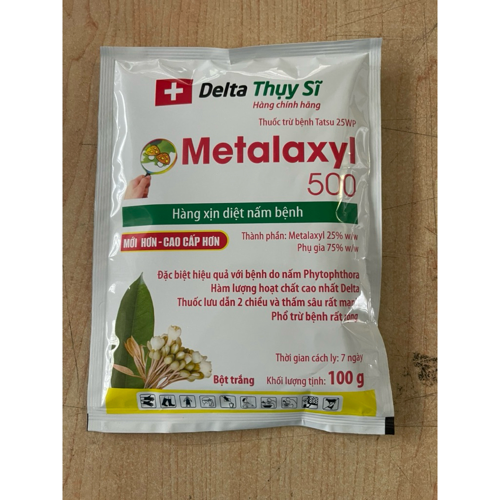 Metalaxyl 500wp mataxyl – Hỗ trợ kiểm soát nấm hại, gói 100g,500g – Hàng Delta Thụy Sĩ – Loại 25WP