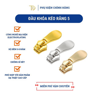 Set 5 đầu khóa kéo răng 5, đầu khóa kéo kim loại không gỉ, đầu khóa kéo cho quần áo, balo, túi xách