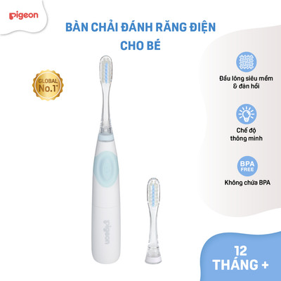Bàn chải điện/ đầu bàn chải điện lông mềm cho bé từ 12 tháng tuổi Pigeon - vệ sinh răng miệng trẻ em