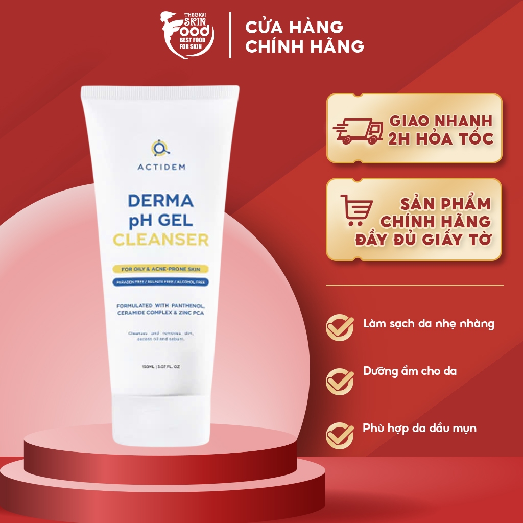 Gel Rửa Mặt Dành Cho Da Dầu Mụn Actidem Derma pH Gel Cleanser 150ml