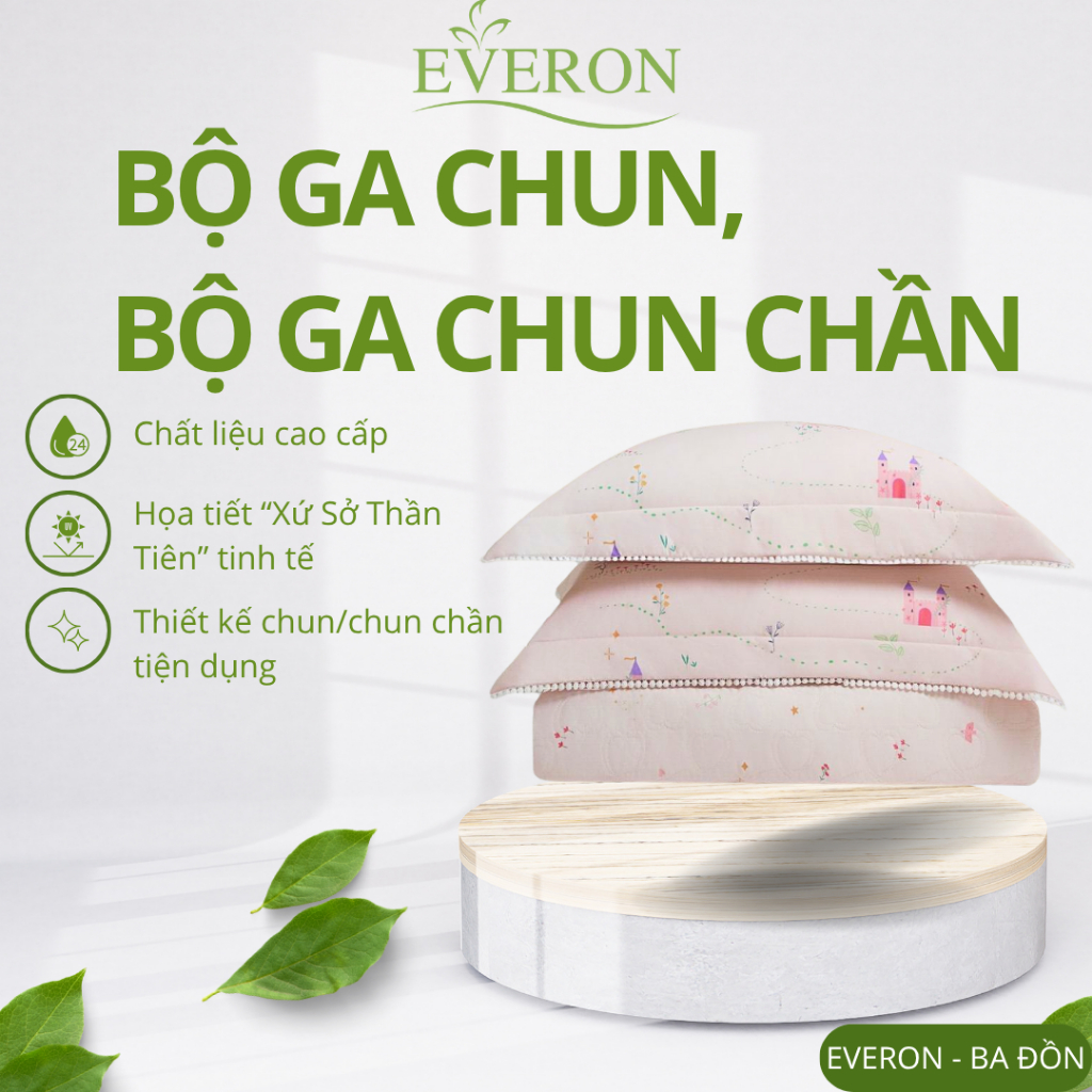 Bộ Ga Chun & Ga Chun Chần Everon CPC26203 Chất Liệu Cao Cấp, Mềm Mại Thoáng Mát, Họa Tiết “Xứ Sở Thầ