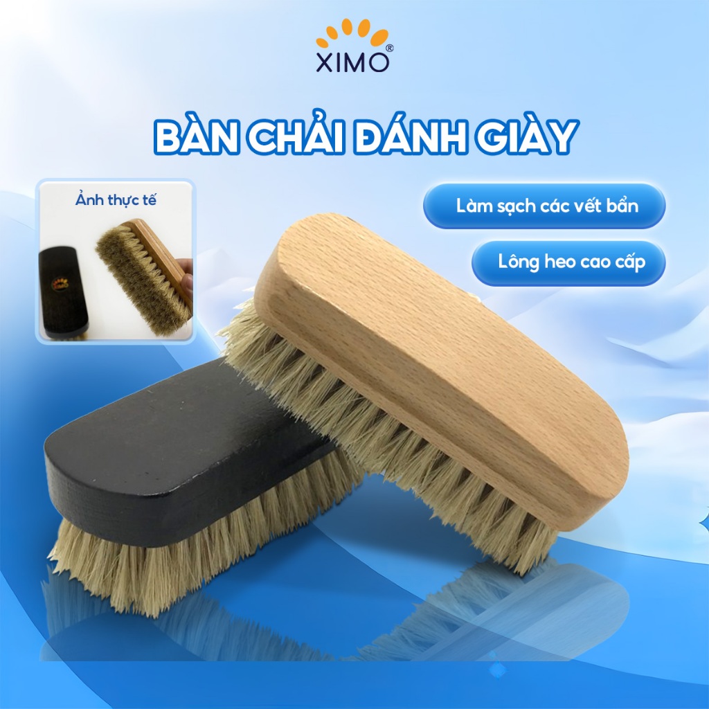 Bàn chải gỗ đánh giày lông heo thật XIMO (XBCDG04)
