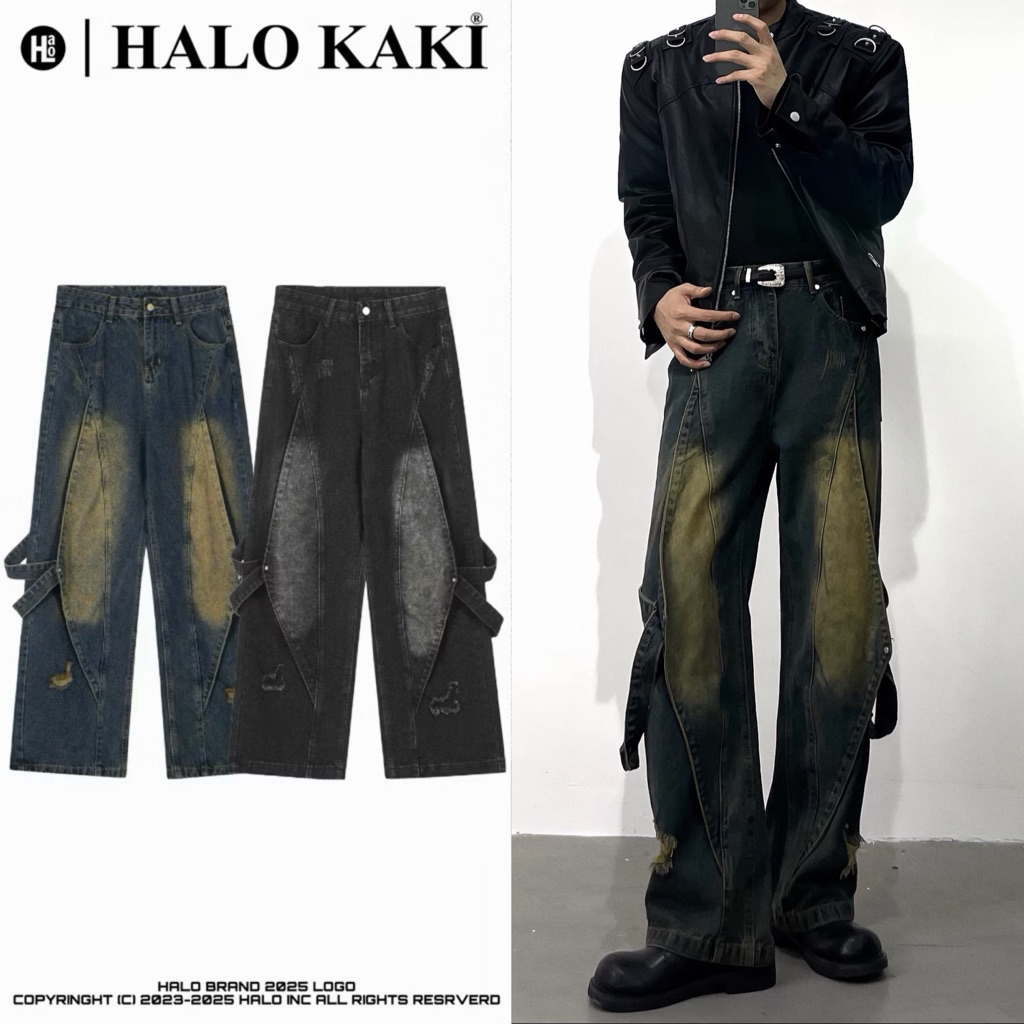 QUẦN JEANS BAGGY MANG MỰC PHỐI DÂY - QUẦN JEAN TÚI HỘP TO ỐNG RỘNG Y2K Menswear Nam Denim | BigBuy360 - bigbuy360.vn