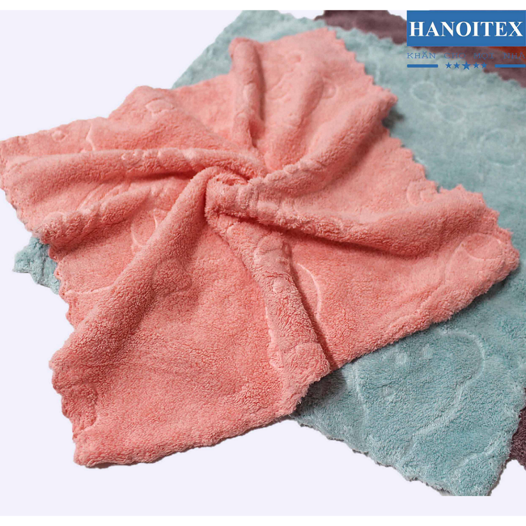 Sét 5 Khăn Mặt Lông Cừu HANOITEX Siêu Mềm Mại Cho Bé Kích Thước 30*30cm