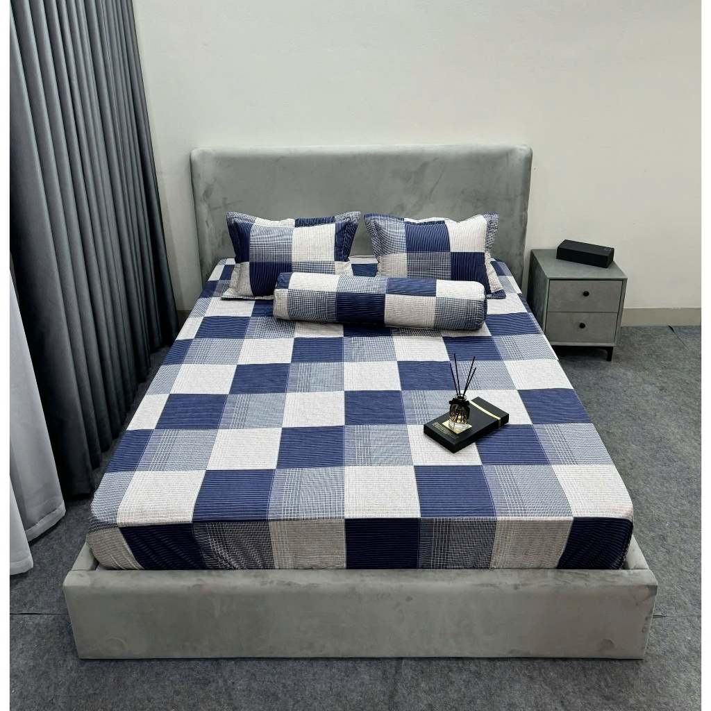Bộ ga gối cotton 100% Hoailee bedding Ga trải giường bo chun đủ size đệm 1m6 1m8, vỏ gối 45x65 lót b