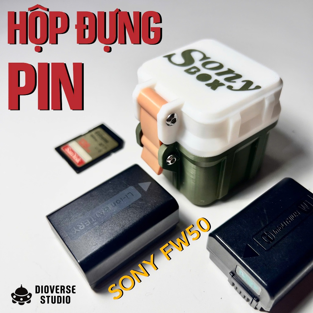 Hộp Đựng Pin FW50 Sony A6000 A6400 A6100 – Sony Box 3D Print PLA – Hộp Bảo Vệ Pin Máy Ảnh – Dioverse