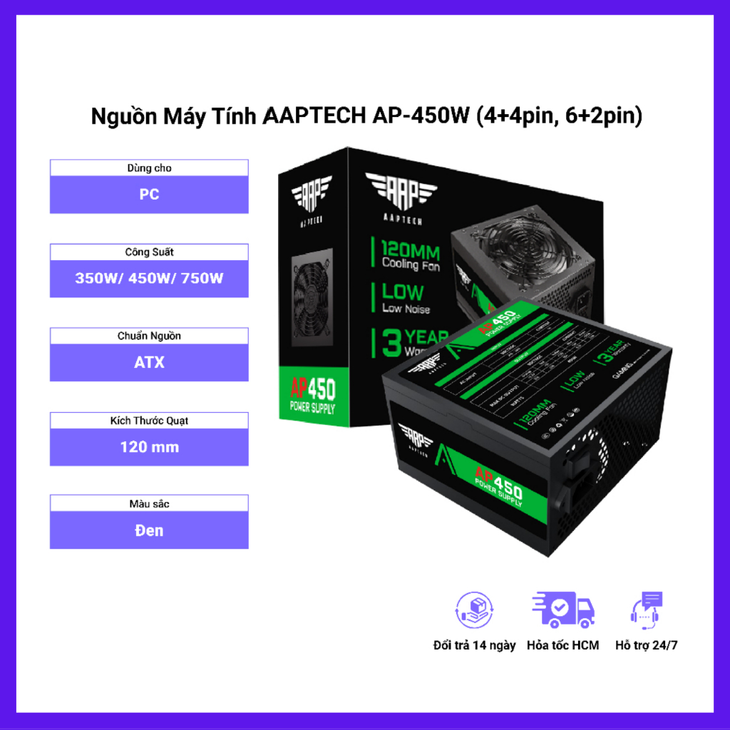 Nguồn Máy Tính CST AAP AP450 450W – PSU Cấp Nguồn Cho VGA Hỗ Trợ Sử Dụng Cho PC, Laptop